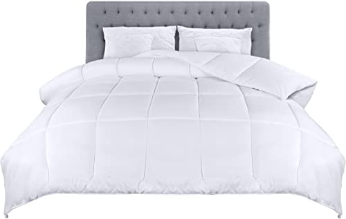 Utopia Bedding Comforters Queen Size, All Season Duvet Insert, Down Alternative Box Stitched Bed Comforter with Corner Tabs, Machine Washable (White)