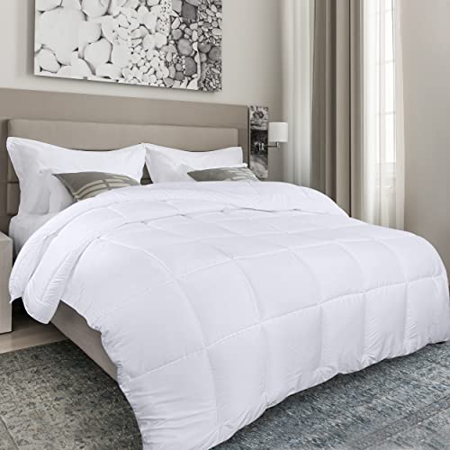 Utopia Bedding Comforters Queen Size, All Season Duvet Insert, Down Alternative Box Stitched Bed Comforter with Corner Tabs, Machine Washable (White)