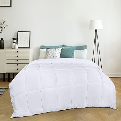 Utopia Bedding Comforters Queen Size, All Season Duvet Insert, Down Alternative Box Stitched Bed Comforter with Corner Tabs, Machine Washable (White)