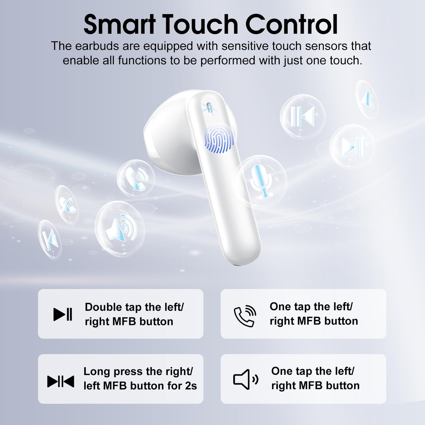 Wireless Earbuds, Bluetooth Ear Buds 5.4 Mini HiFi Stereo with 4 ENC Noise Cancelling Mics Wireless Headphones, 40H in Ear Earphones, USB C, IP7 Waterproof Bluetooth Headphones for Sports, Workout