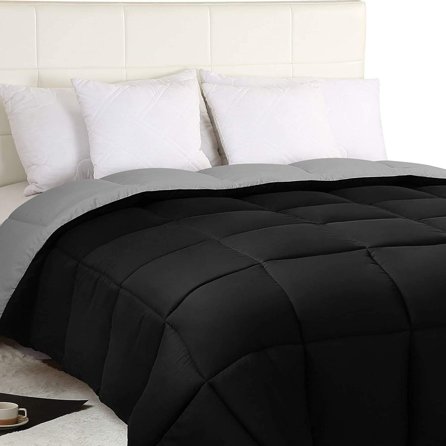 Utopia Bedding Comforters Queen Size, All Season Duvet Insert, Down Alternative Box Stitched Bed Comforter with Corner Tabs, Machine Washable (White)