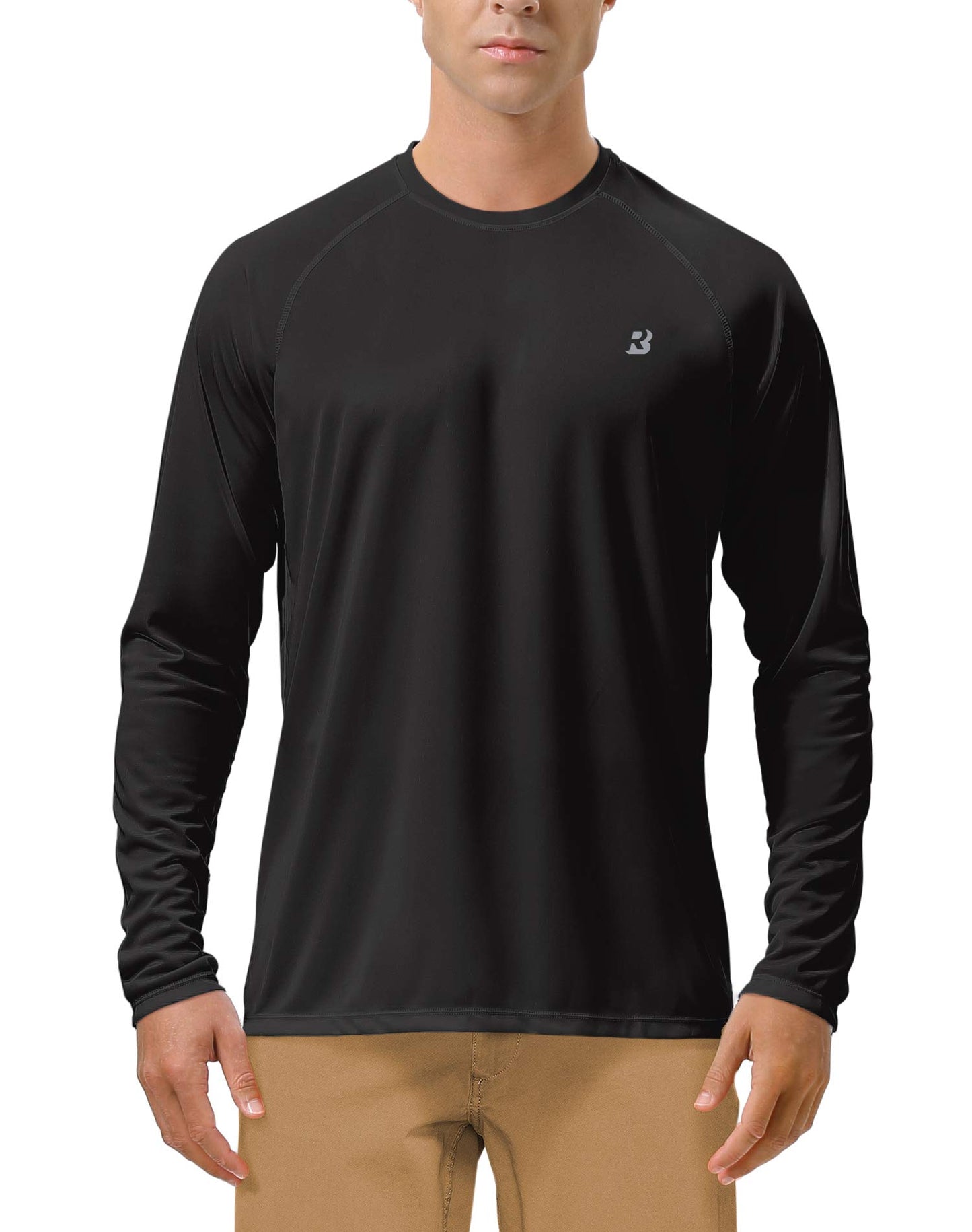 Roadbox Men's Sun Protection Swim Shirts Long Sleeve, UV UPF 50+ T-Shirt Quick Dry, Athletic Rash Guard for Watersport Fishing Hiking Workout Dark Gray
