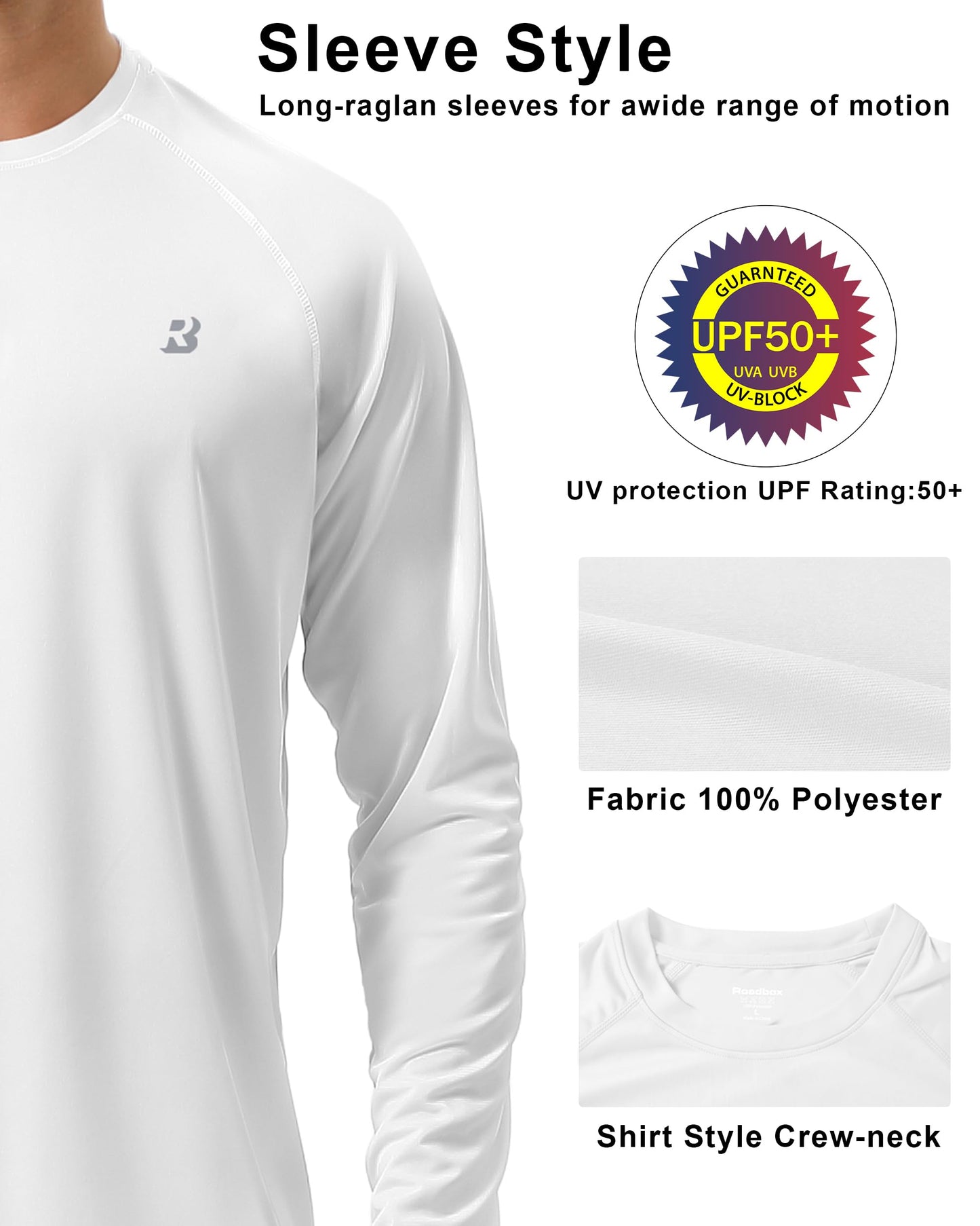 Roadbox Men's Sun Protection Swim Shirts Long Sleeve, UV UPF 50+ T-Shirt Quick Dry, Athletic Rash Guard for Watersport Fishing Hiking Workout Dark Gray