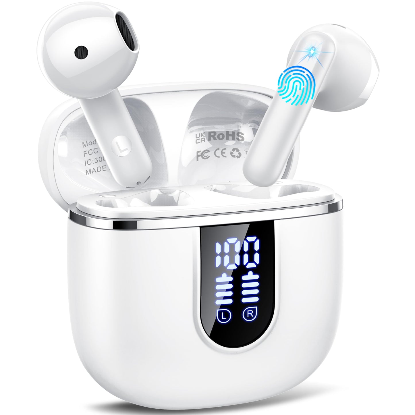 Wireless Earbuds, Bluetooth Ear Buds 5.4 Mini HiFi Stereo with 4 ENC Noise Cancelling Mics Wireless Headphones, 40H in Ear Earphones, USB C, IP7 Waterproof Bluetooth Headphones for Sports, Workout