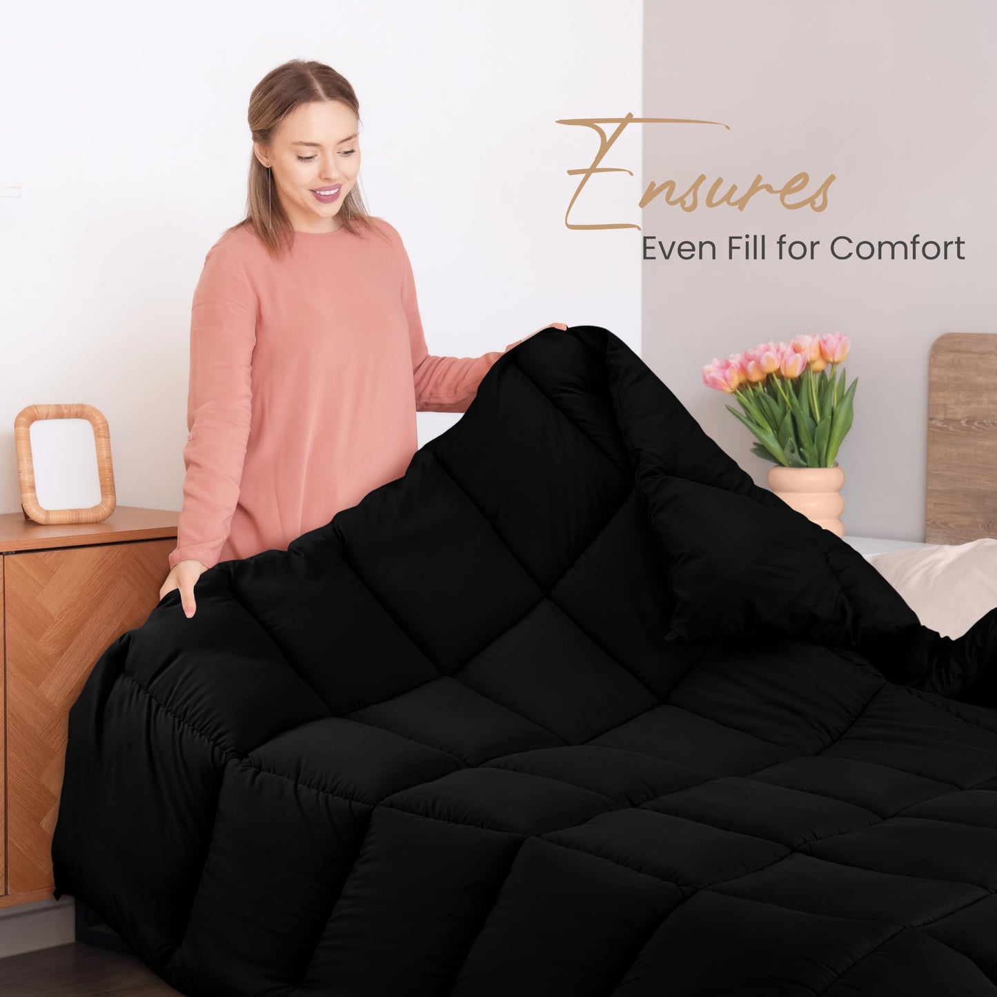 Utopia Bedding Comforters Queen Size, All Season Duvet Insert, Down Alternative Box Stitched Bed Comforter with Corner Tabs, Machine Washable (White)