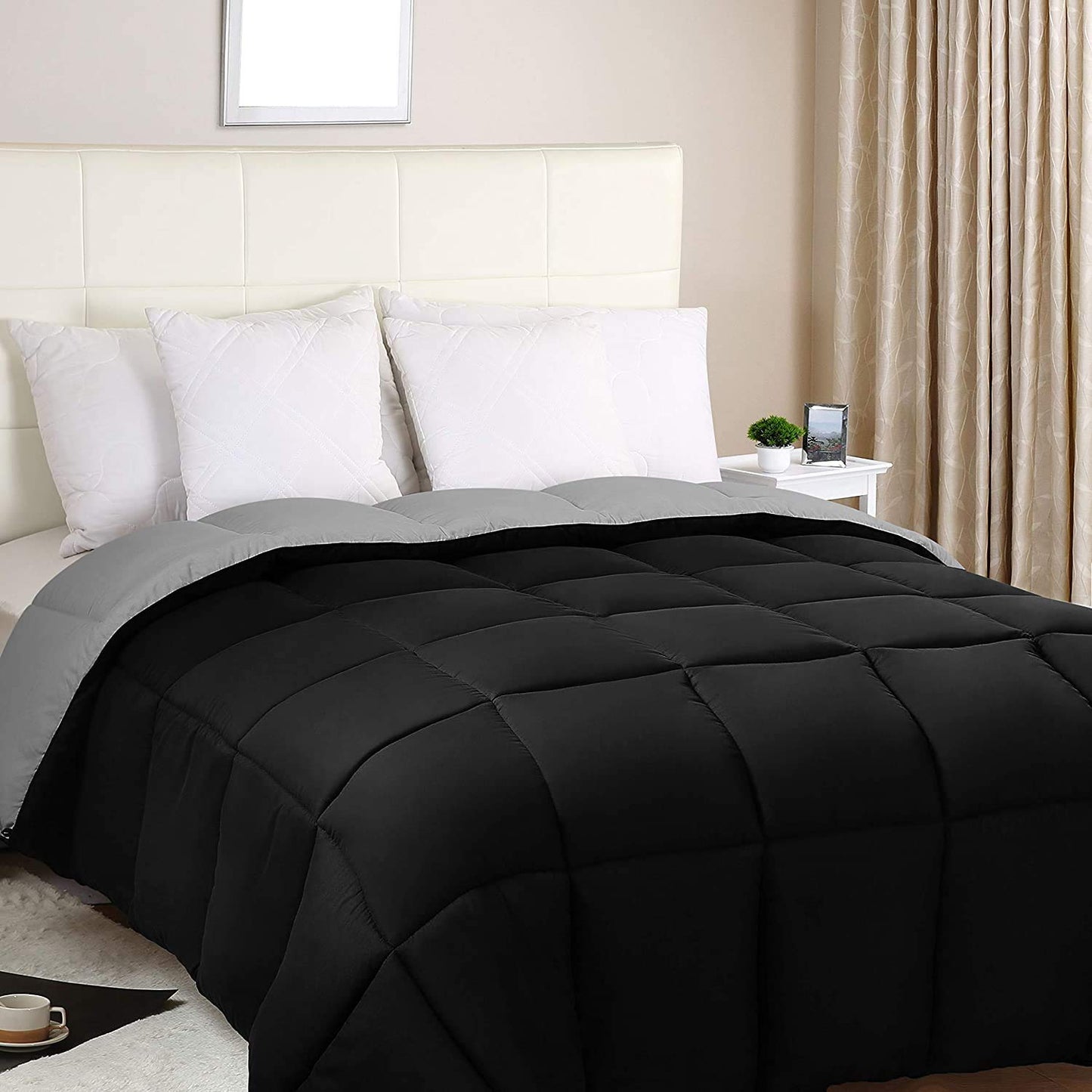 Utopia Bedding Comforters Queen Size, All Season Duvet Insert, Down Alternative Box Stitched Bed Comforter with Corner Tabs, Machine Washable (White)