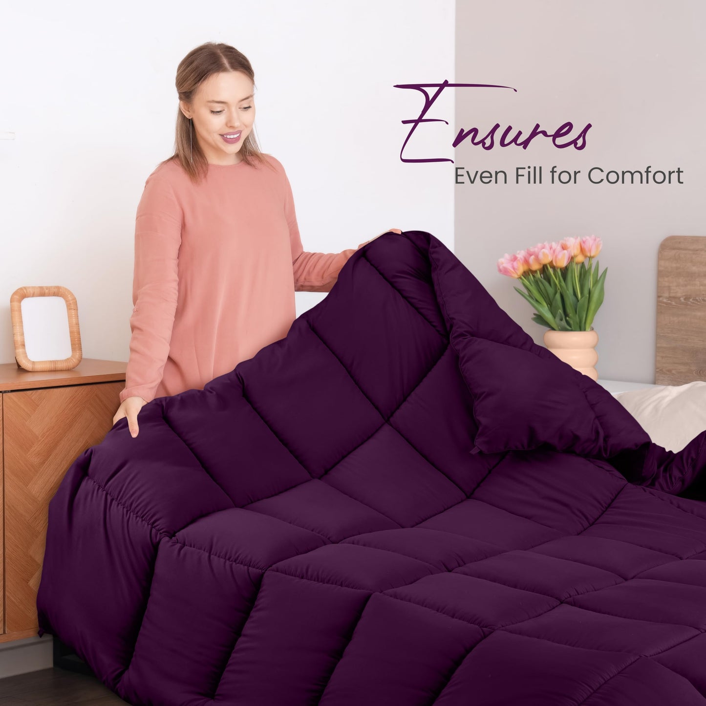 Utopia Bedding Comforters Queen Size, All Season Duvet Insert, Down Alternative Box Stitched Bed Comforter with Corner Tabs, Machine Washable (White)