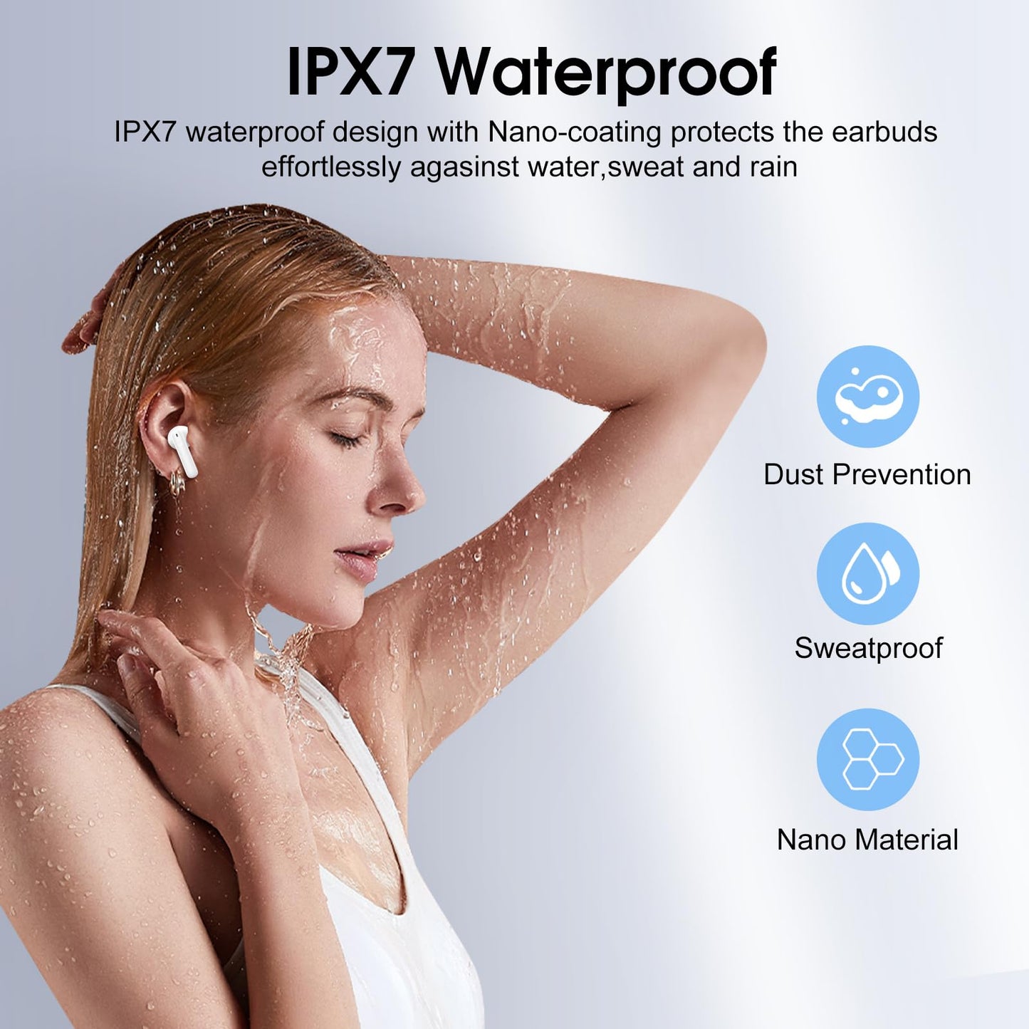 Wireless Earbuds, Bluetooth Ear Buds 5.4 Mini HiFi Stereo with 4 ENC Noise Cancelling Mics Wireless Headphones, 40H in Ear Earphones, USB C, IP7 Waterproof Bluetooth Headphones for Sports, Workout