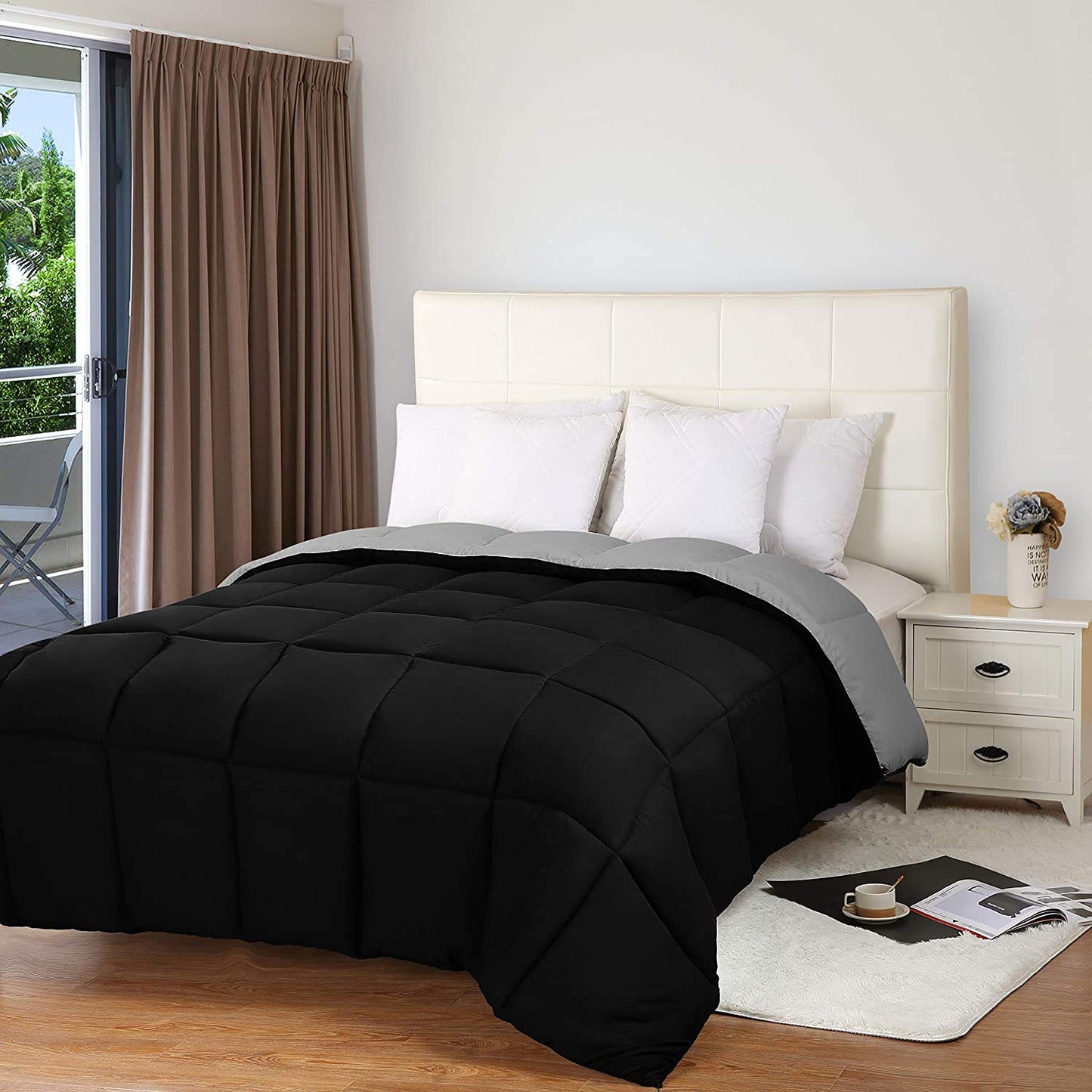 Utopia Bedding Comforters Queen Size, All Season Duvet Insert, Down Alternative Box Stitched Bed Comforter with Corner Tabs, Machine Washable (White)