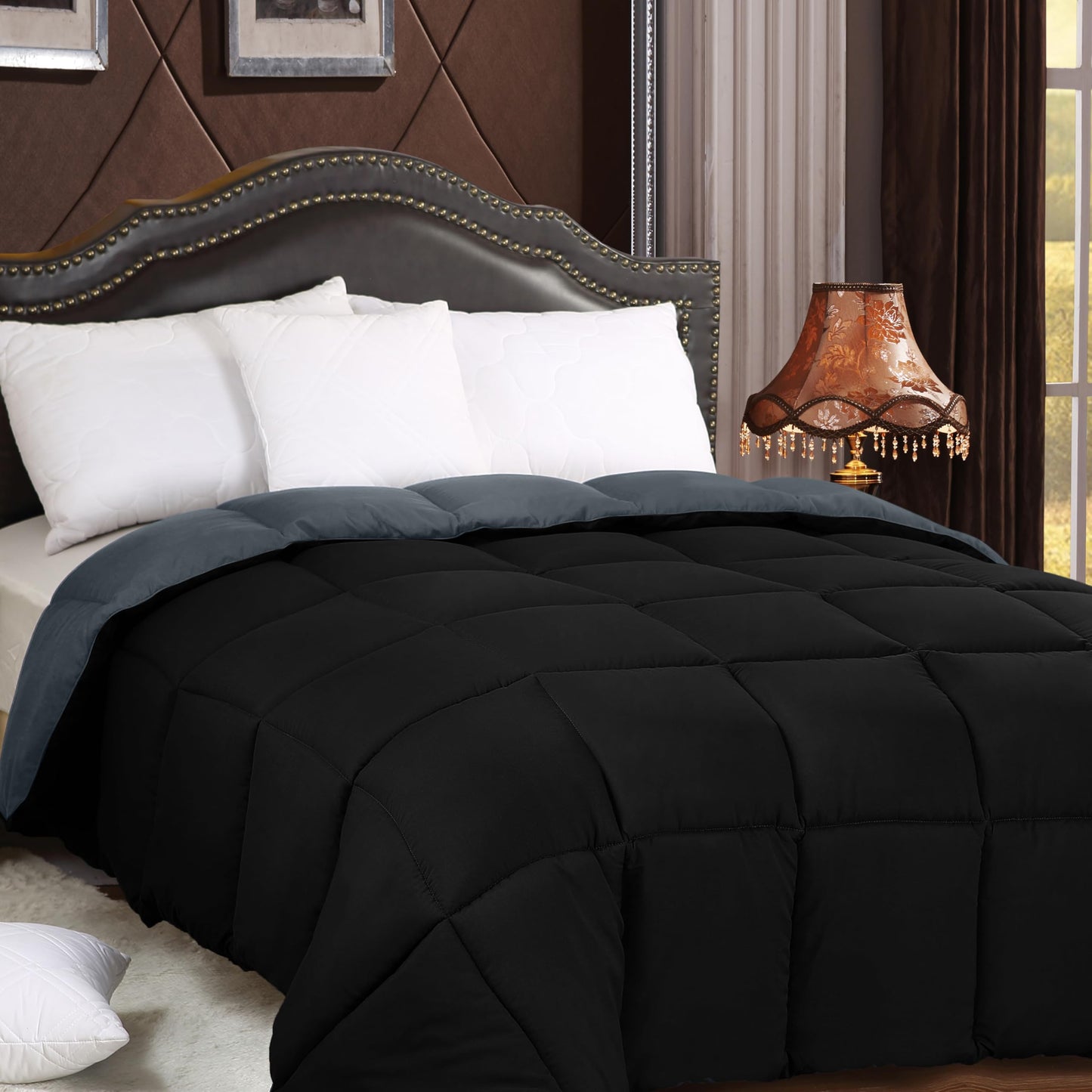 Utopia Bedding Comforters Queen Size, All Season Duvet Insert, Down Alternative Box Stitched Bed Comforter with Corner Tabs, Machine Washable (White)