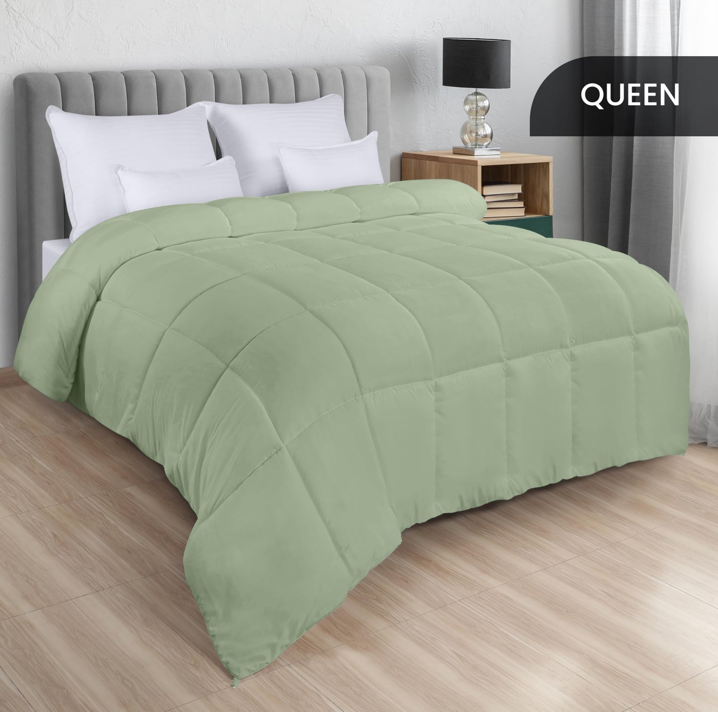 Utopia Bedding Comforters Queen Size, All Season Duvet Insert, Down Alternative Box Stitched Bed Comforter with Corner Tabs, Machine Washable (White)
