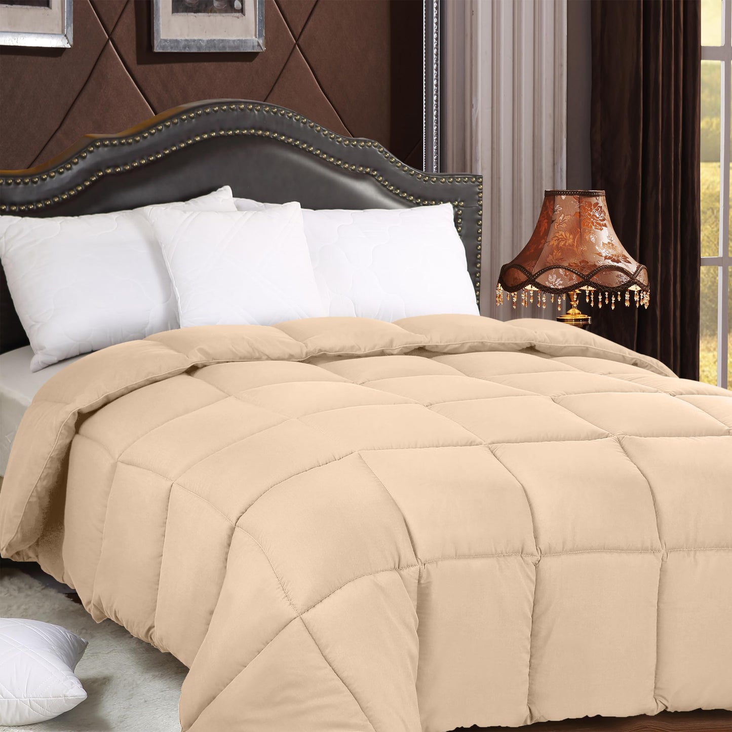 Utopia Bedding Comforters Queen Size, All Season Duvet Insert, Down Alternative Box Stitched Bed Comforter with Corner Tabs, Machine Washable (White)