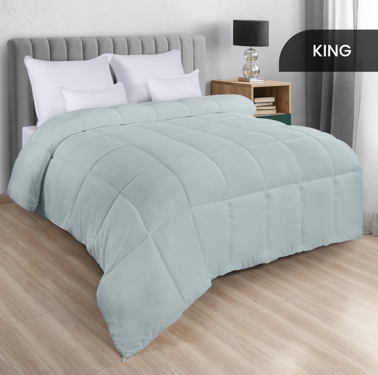Utopia Bedding Comforters Queen Size, All Season Duvet Insert, Down Alternative Box Stitched Bed Comforter with Corner Tabs, Machine Washable (White)