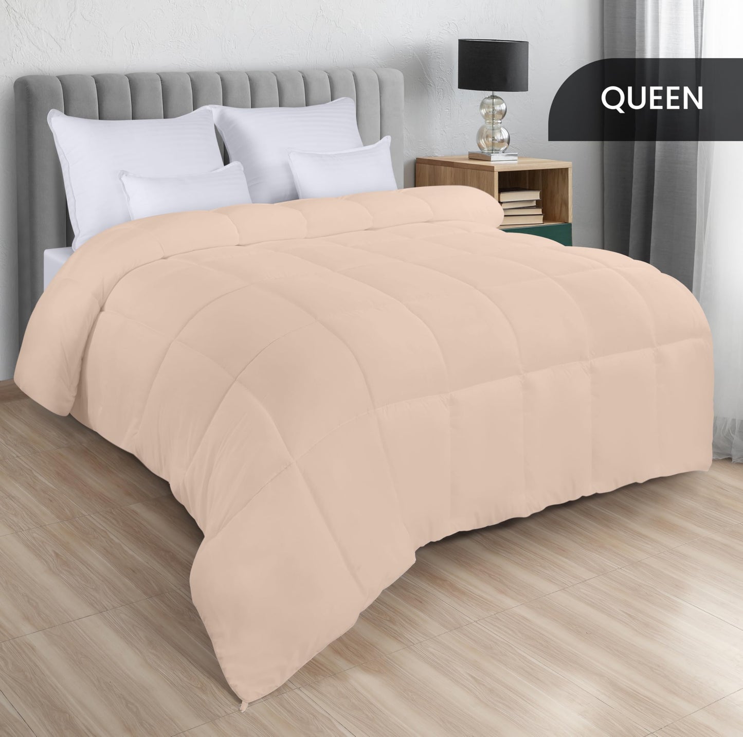 Utopia Bedding Comforters Queen Size, All Season Duvet Insert, Down Alternative Box Stitched Bed Comforter with Corner Tabs, Machine Washable (White)