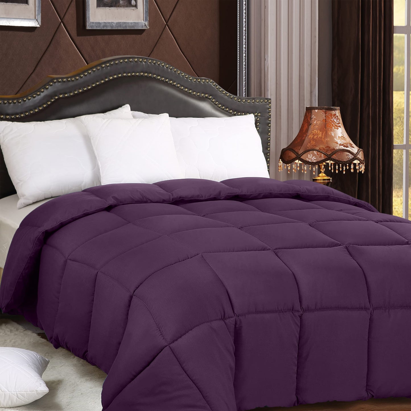 Utopia Bedding Comforters Queen Size, All Season Duvet Insert, Down Alternative Box Stitched Bed Comforter with Corner Tabs, Machine Washable (White)