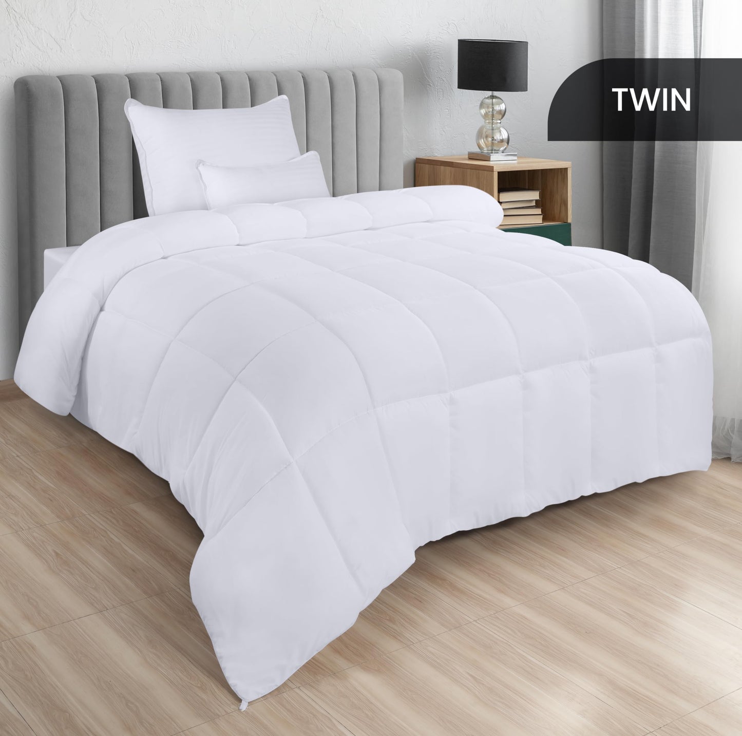 Utopia Bedding Comforters Queen Size, All Season Duvet Insert, Down Alternative Box Stitched Bed Comforter with Corner Tabs, Machine Washable (White)