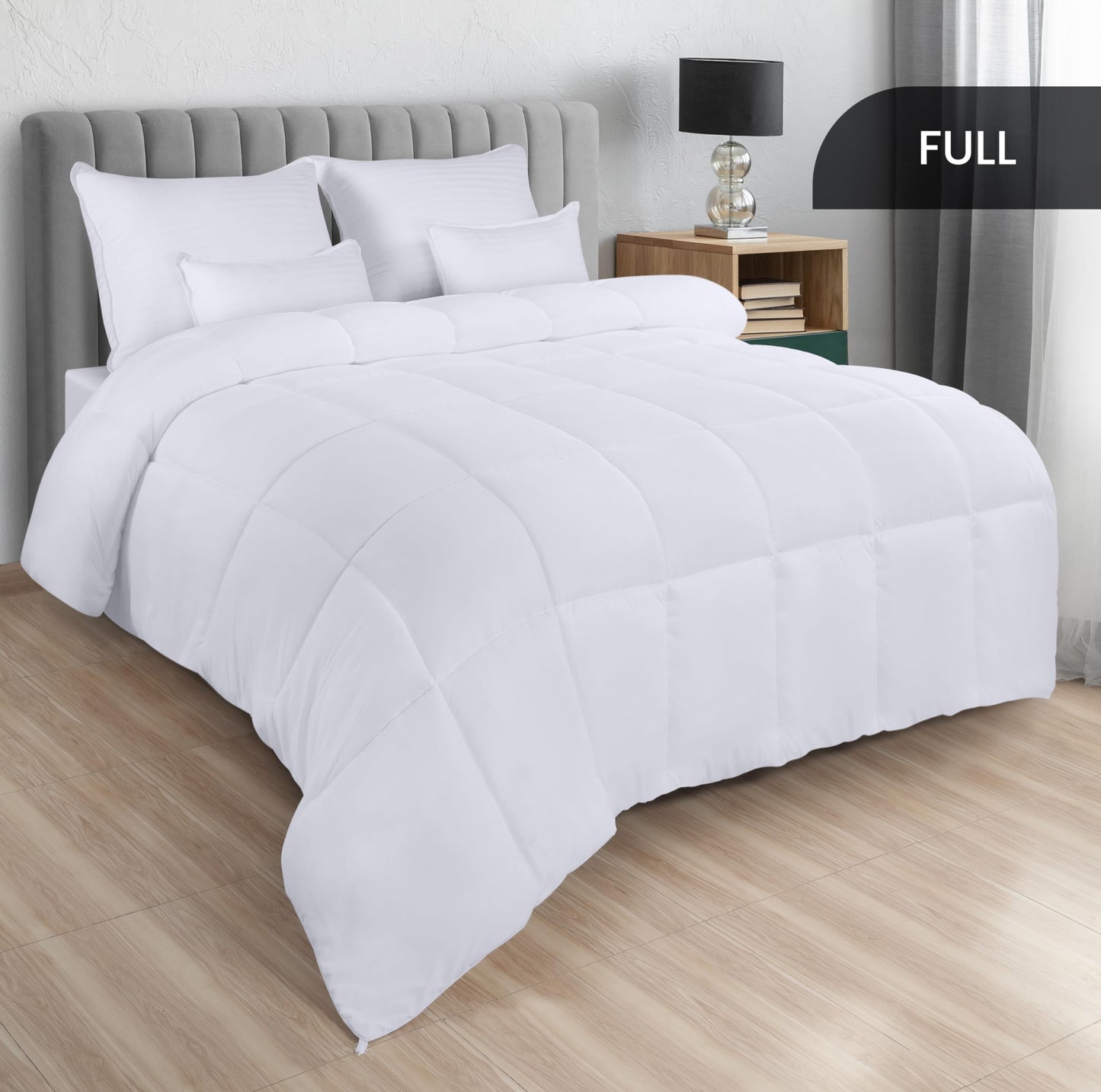 Utopia Bedding Comforters Queen Size, All Season Duvet Insert, Down Alternative Box Stitched Bed Comforter with Corner Tabs, Machine Washable (White)