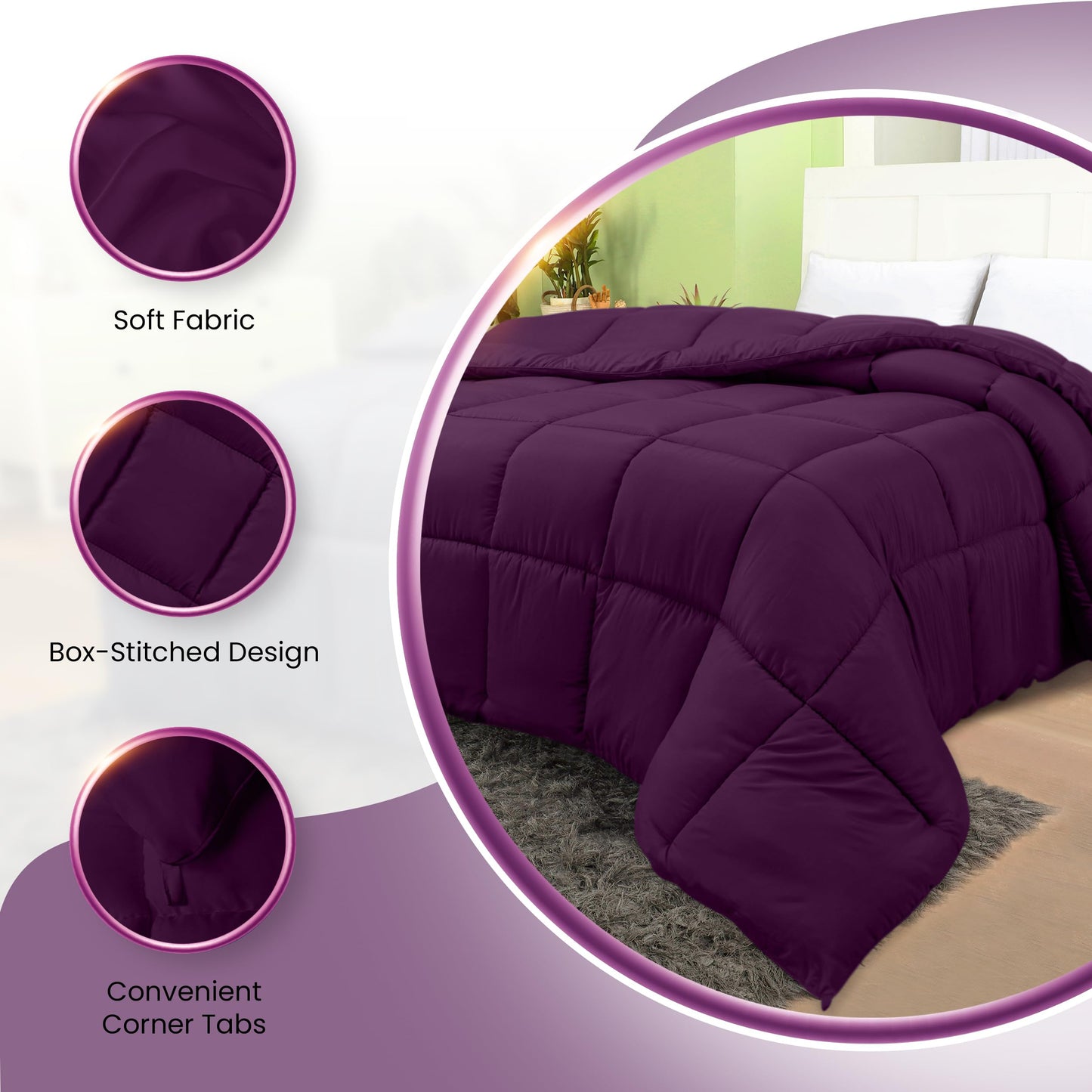 Utopia Bedding Comforters Queen Size, All Season Duvet Insert, Down Alternative Box Stitched Bed Comforter with Corner Tabs, Machine Washable (White)