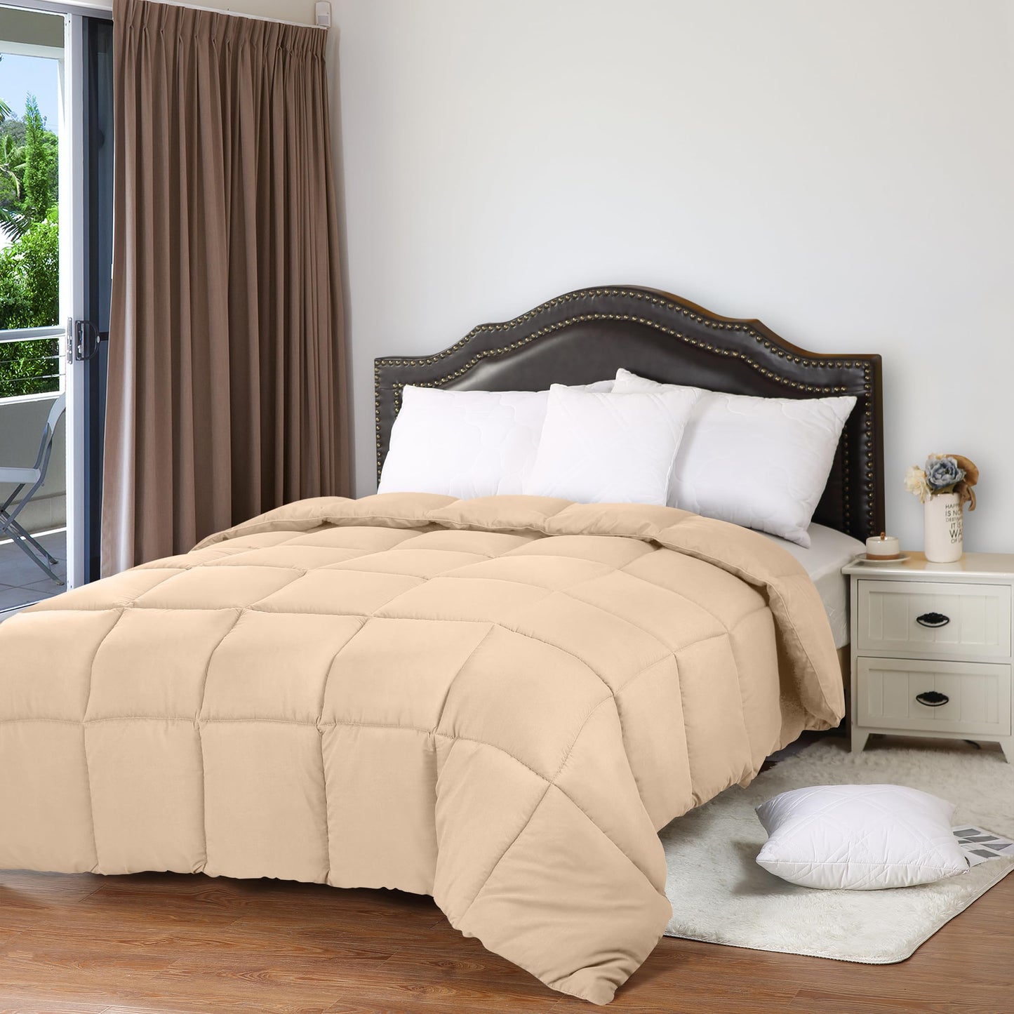 Utopia Bedding Comforters Queen Size, All Season Duvet Insert, Down Alternative Box Stitched Bed Comforter with Corner Tabs, Machine Washable (White)