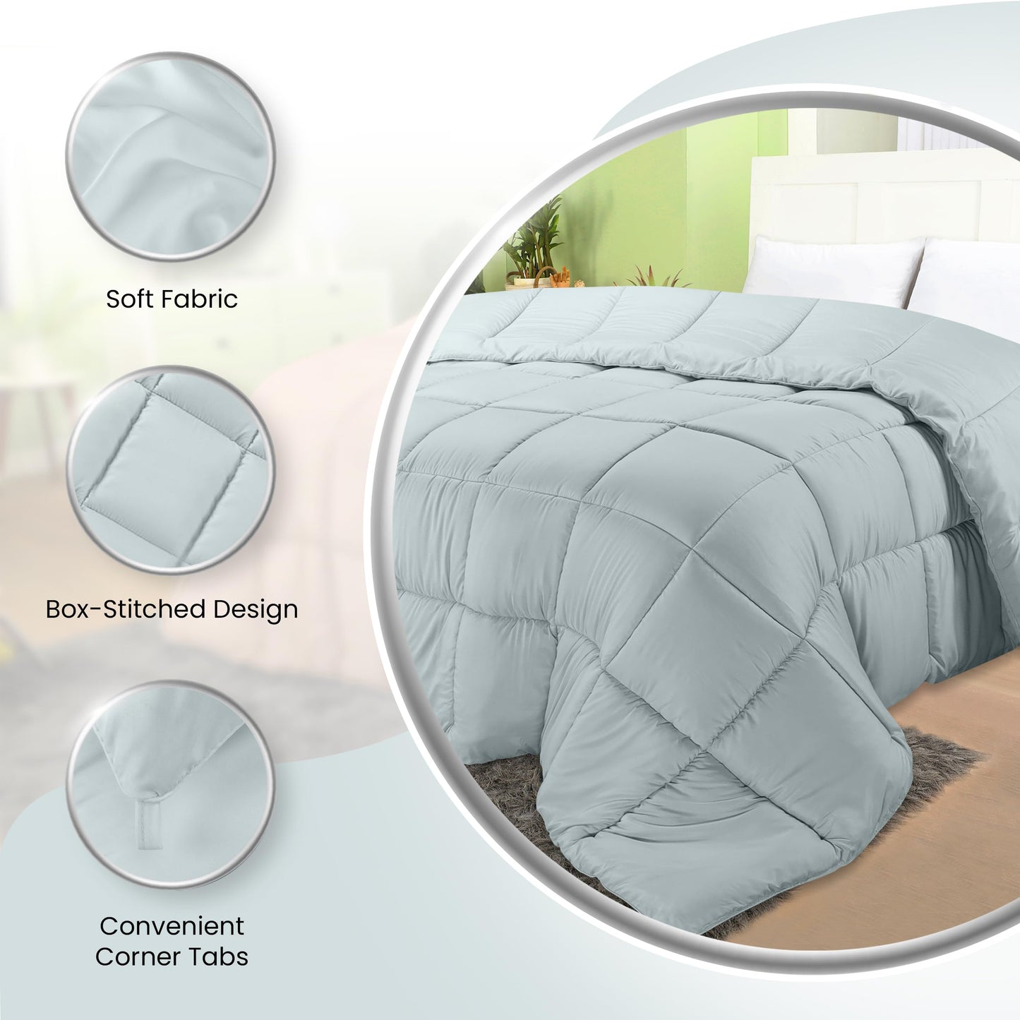 Utopia Bedding Comforters Queen Size, All Season Duvet Insert, Down Alternative Box Stitched Bed Comforter with Corner Tabs, Machine Washable (White)