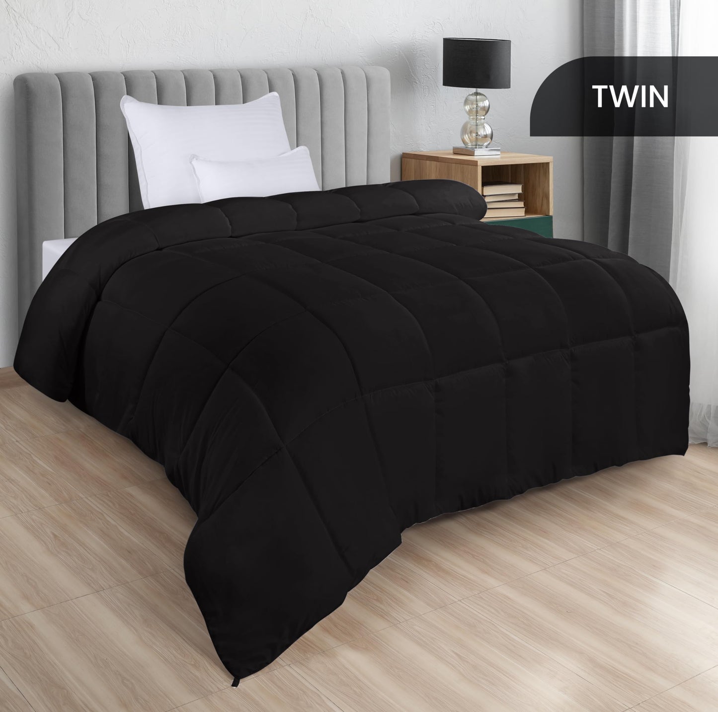 Utopia Bedding Comforters Queen Size, All Season Duvet Insert, Down Alternative Box Stitched Bed Comforter with Corner Tabs, Machine Washable (White)