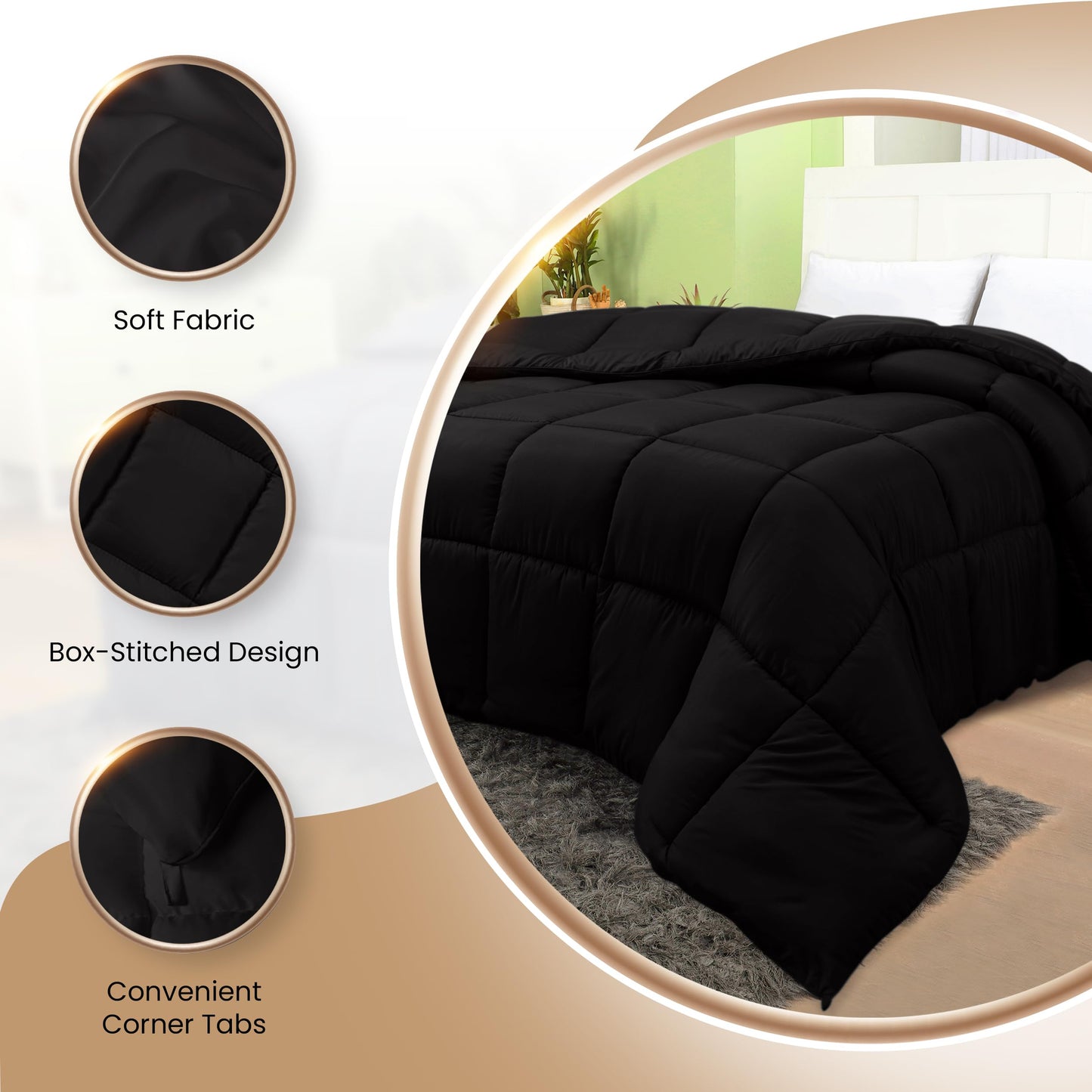 Utopia Bedding Comforters Queen Size, All Season Duvet Insert, Down Alternative Box Stitched Bed Comforter with Corner Tabs, Machine Washable (White)