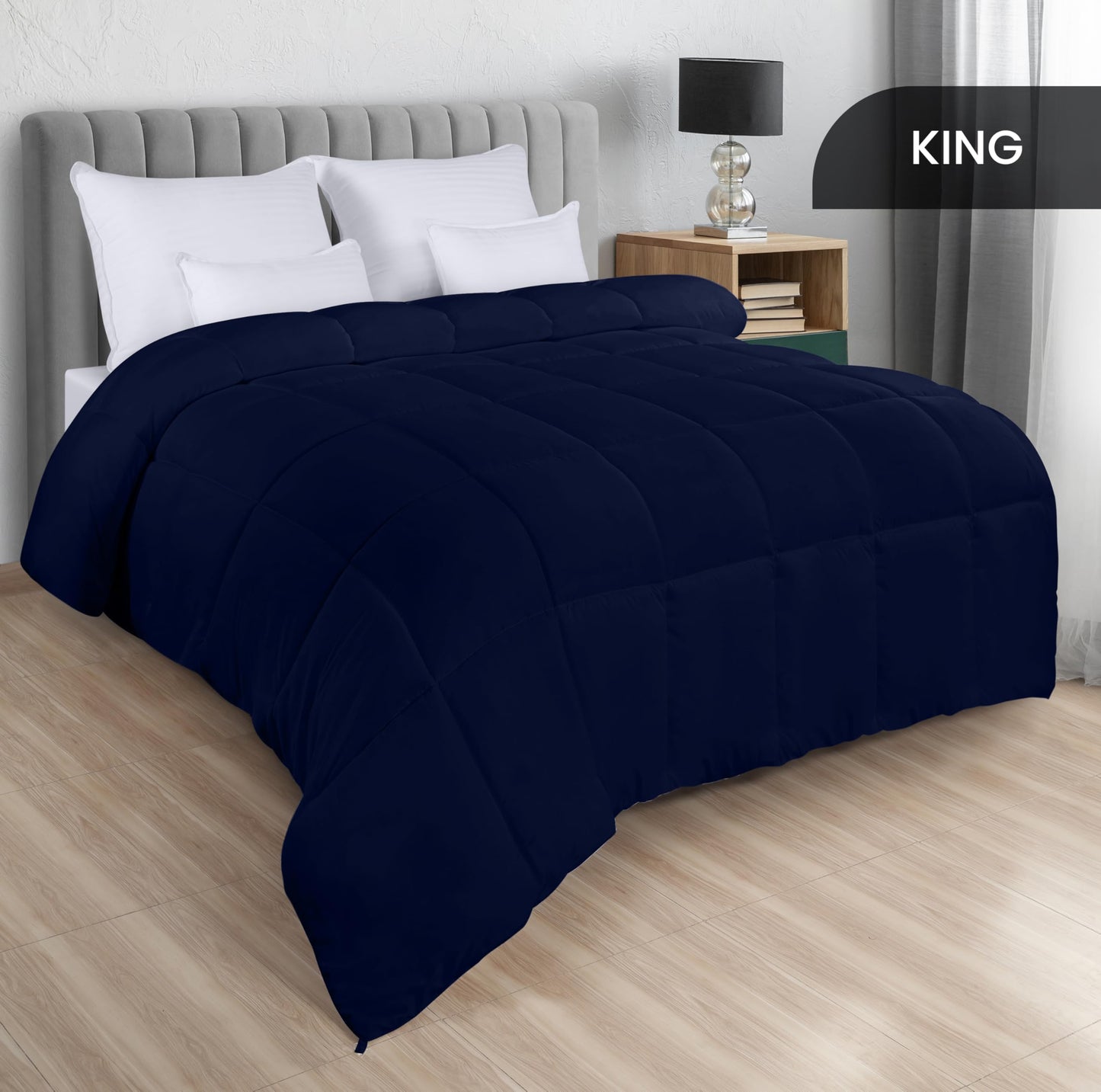 Utopia Bedding Comforters Queen Size, All Season Duvet Insert, Down Alternative Box Stitched Bed Comforter with Corner Tabs, Machine Washable (White)