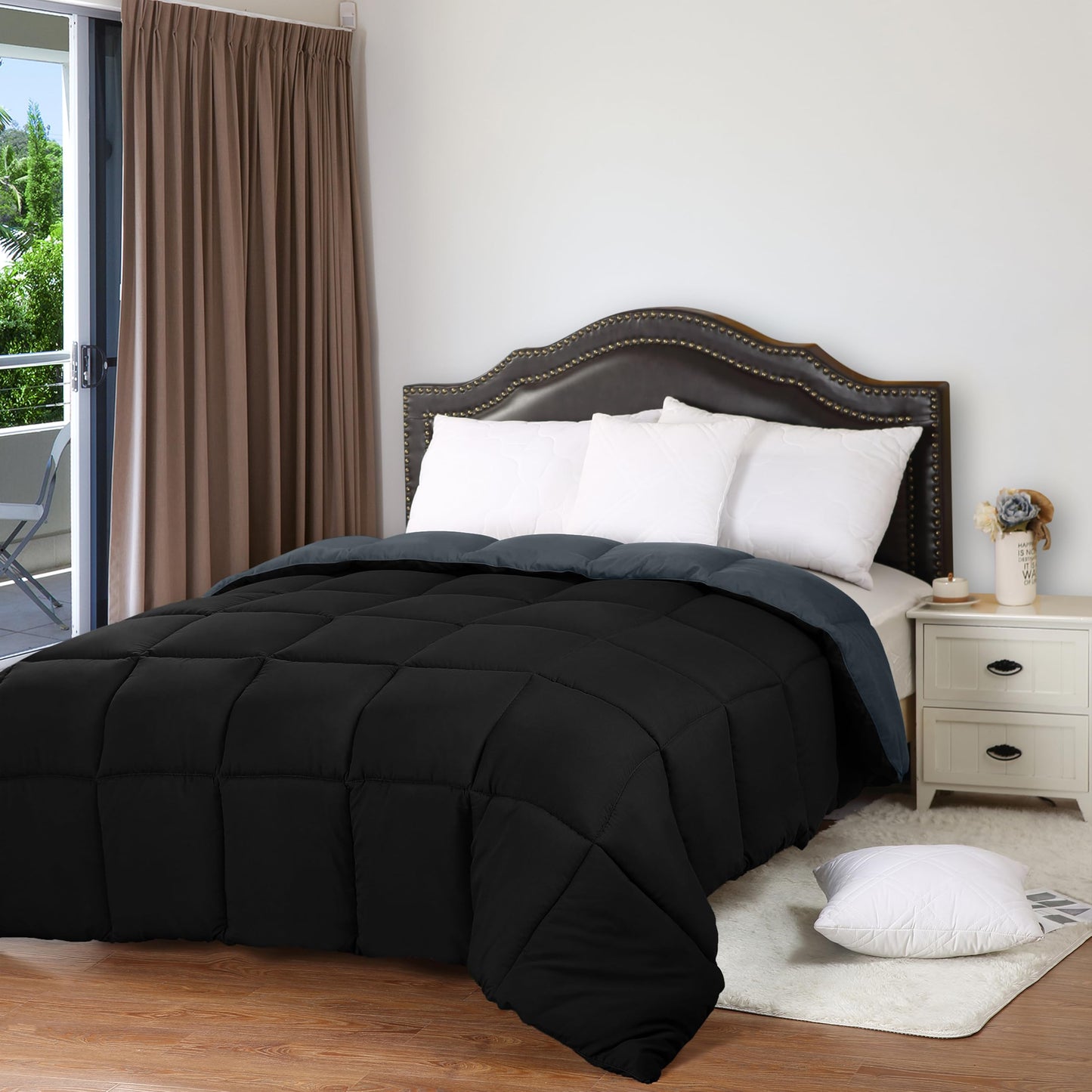 Utopia Bedding Comforters Queen Size, All Season Duvet Insert, Down Alternative Box Stitched Bed Comforter with Corner Tabs, Machine Washable (White)