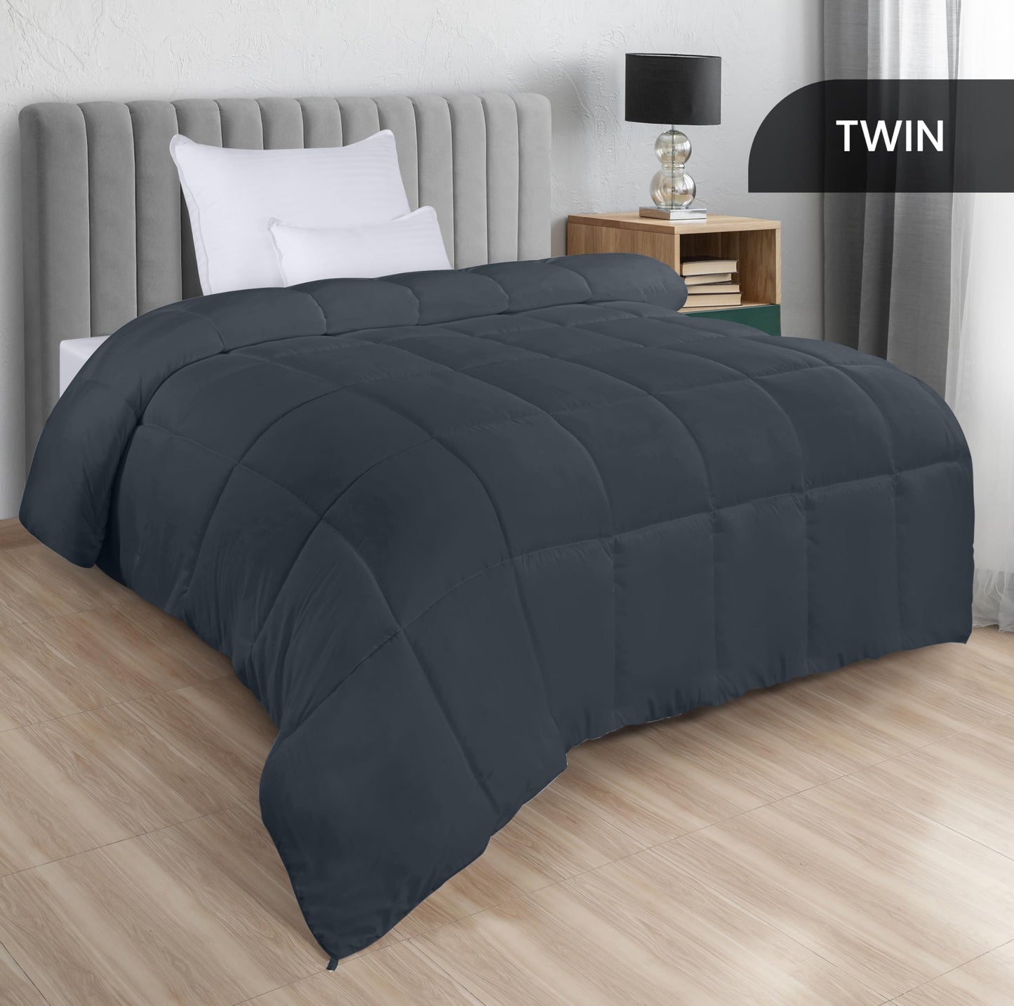 Utopia Bedding Comforters Queen Size, All Season Duvet Insert, Down Alternative Box Stitched Bed Comforter with Corner Tabs, Machine Washable (White)