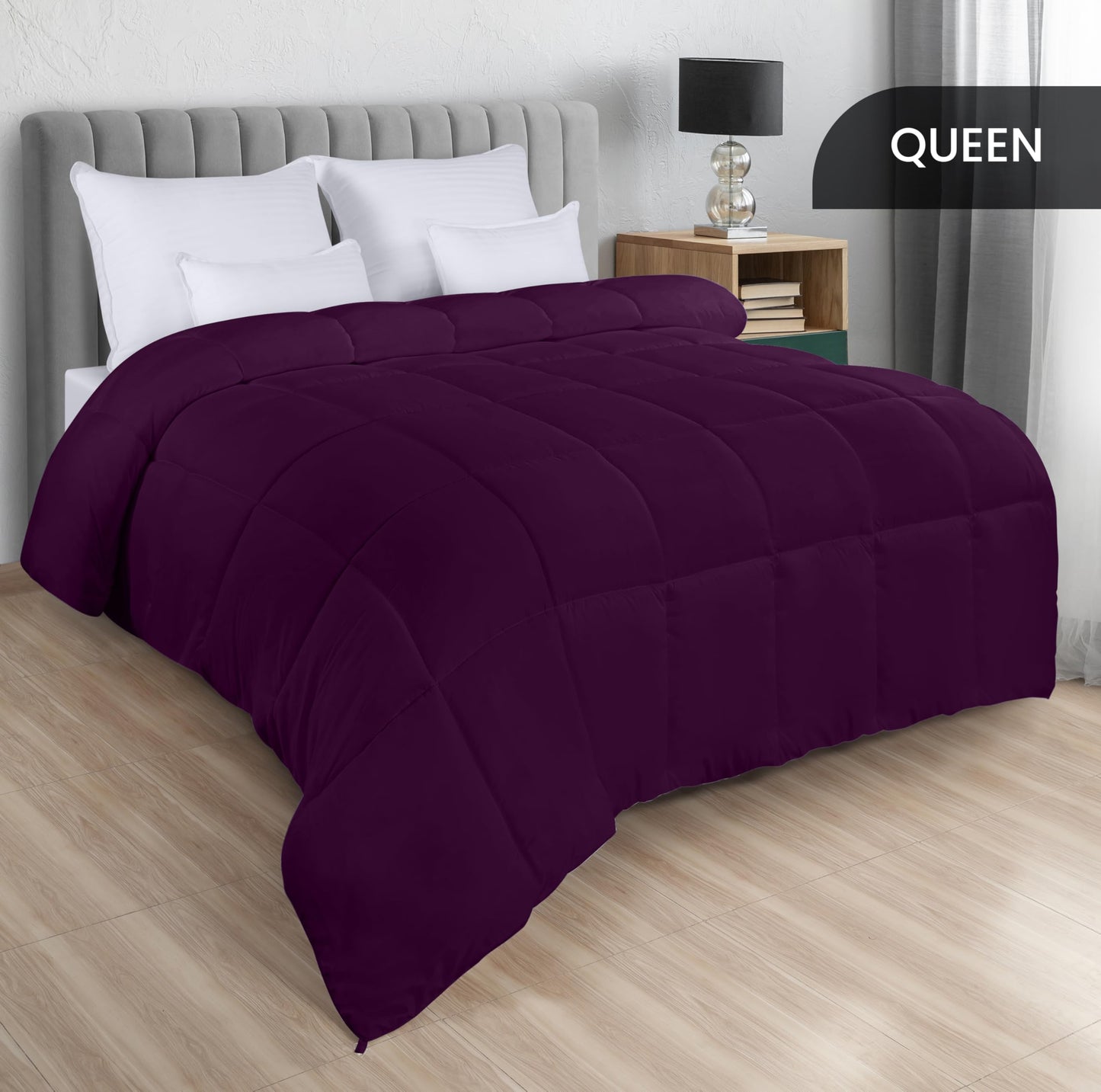 Utopia Bedding Comforters Queen Size, All Season Duvet Insert, Down Alternative Box Stitched Bed Comforter with Corner Tabs, Machine Washable (White)