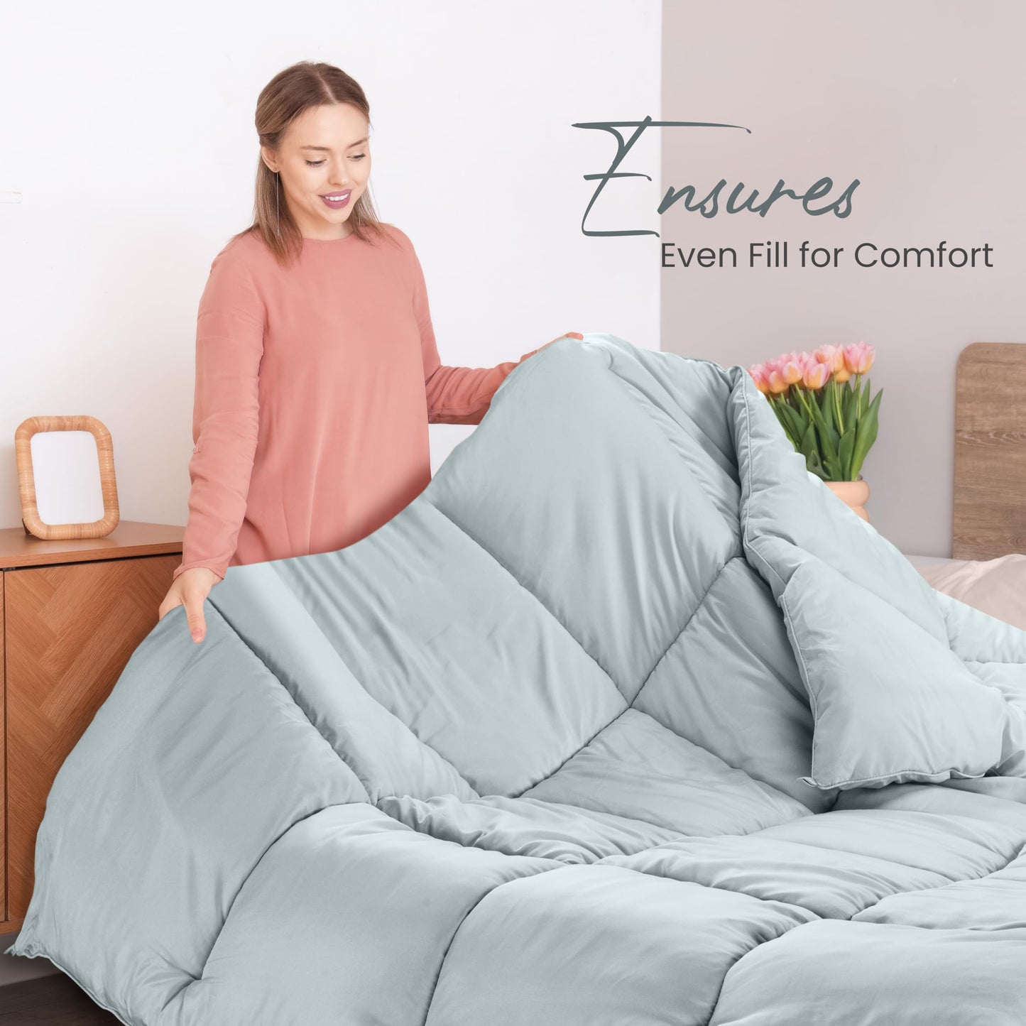 Utopia Bedding Comforters Queen Size, All Season Duvet Insert, Down Alternative Box Stitched Bed Comforter with Corner Tabs, Machine Washable (White)
