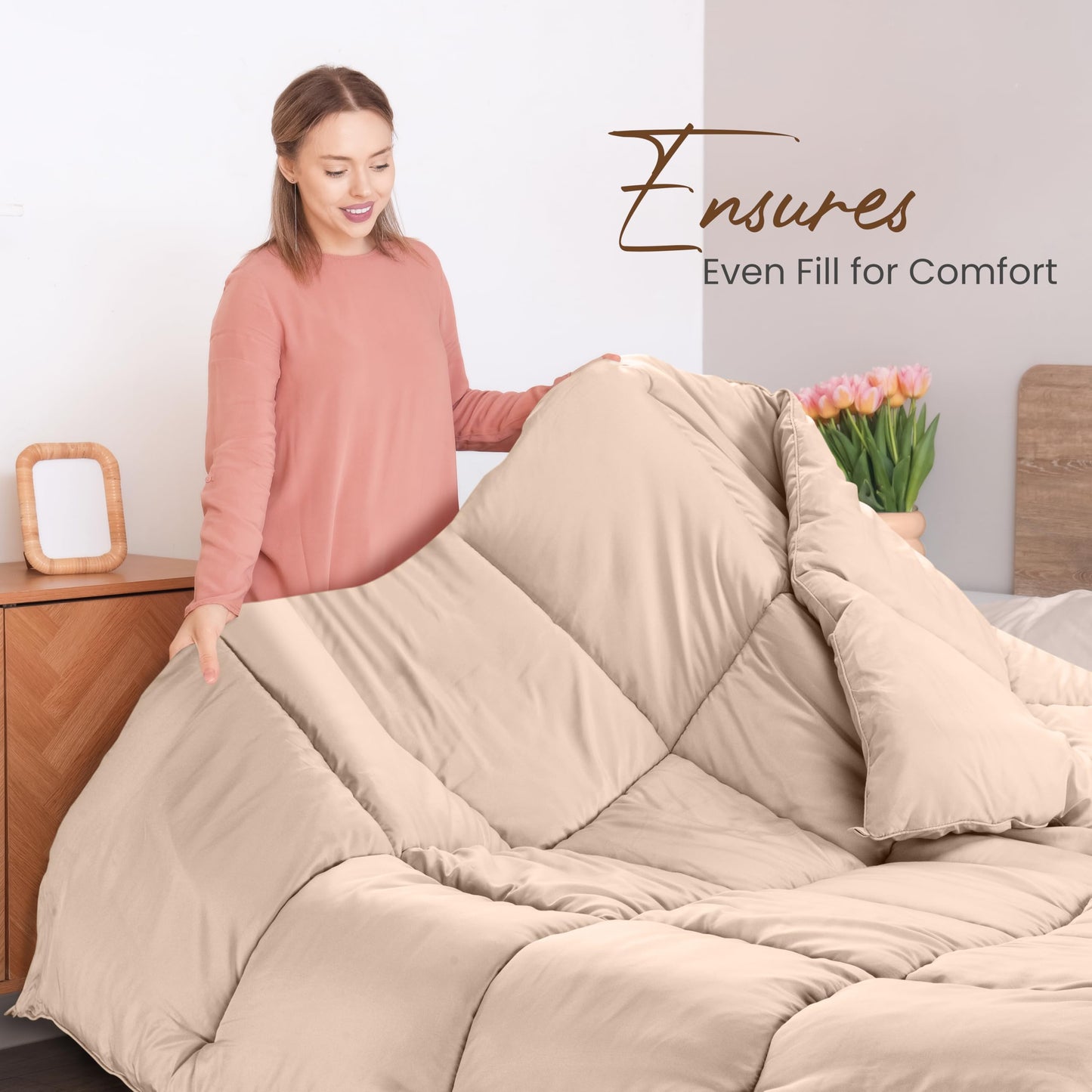 Utopia Bedding Comforters Queen Size, All Season Duvet Insert, Down Alternative Box Stitched Bed Comforter with Corner Tabs, Machine Washable (White)