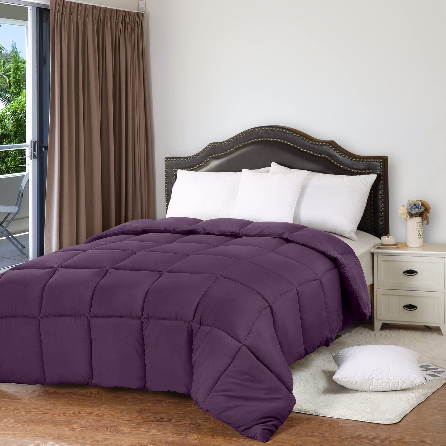Utopia Bedding Comforters Queen Size, All Season Duvet Insert, Down Alternative Box Stitched Bed Comforter with Corner Tabs, Machine Washable (White)