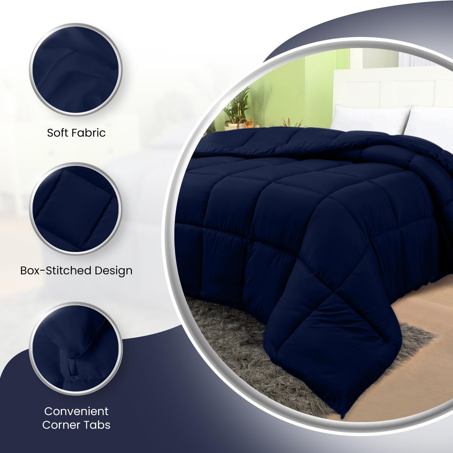 Utopia Bedding Comforters Queen Size, All Season Duvet Insert, Down Alternative Box Stitched Bed Comforter with Corner Tabs, Machine Washable (White)