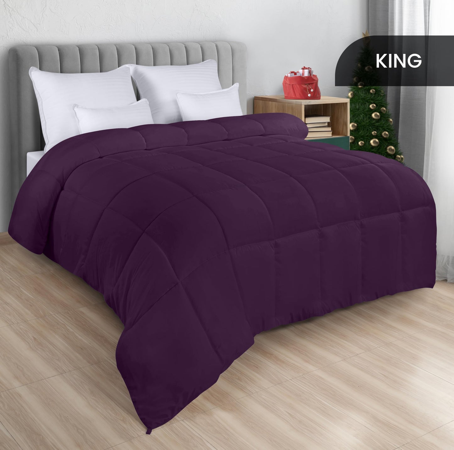 Utopia Bedding Comforters Queen Size, All Season Duvet Insert, Down Alternative Box Stitched Bed Comforter with Corner Tabs, Machine Washable (White)