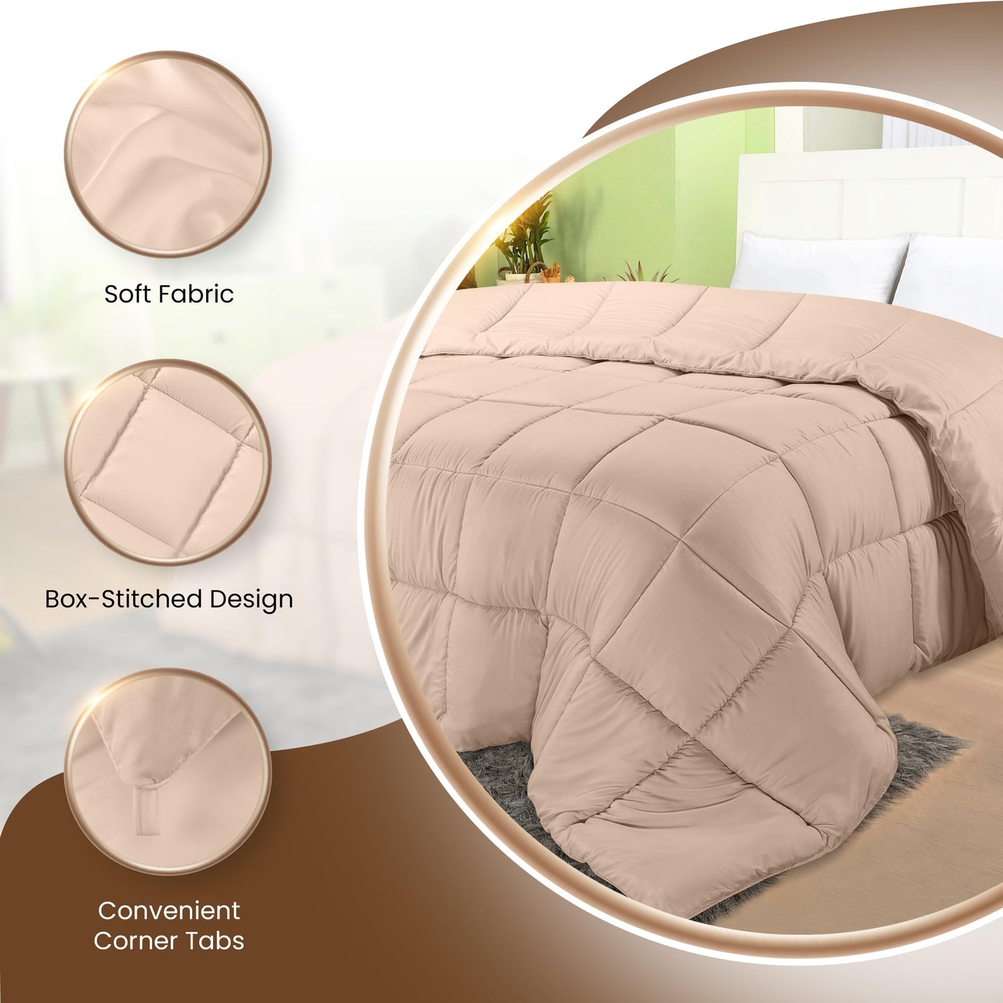 Utopia Bedding Comforters Queen Size, All Season Duvet Insert, Down Alternative Box Stitched Bed Comforter with Corner Tabs, Machine Washable (White)