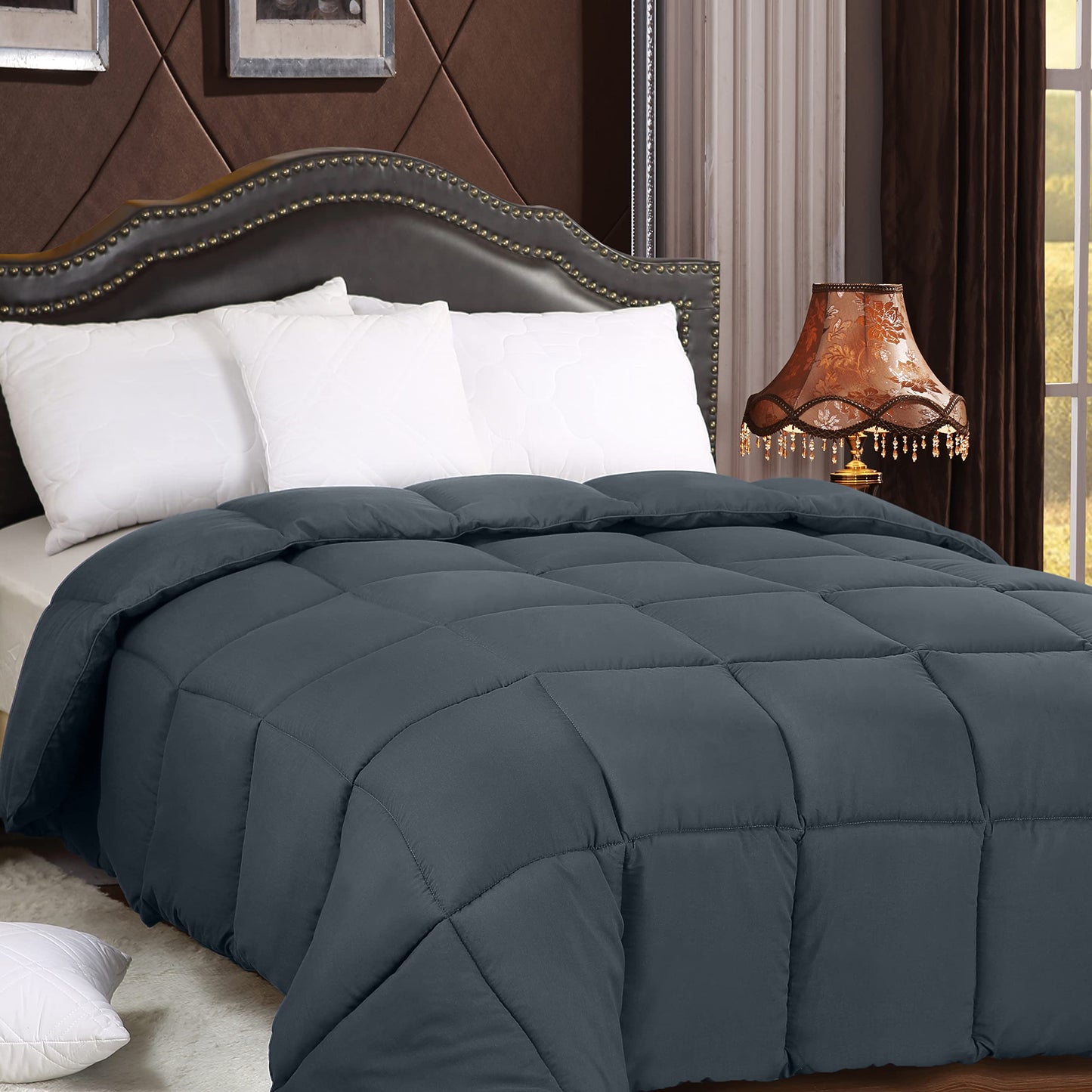 Utopia Bedding Comforters Queen Size, All Season Duvet Insert, Down Alternative Box Stitched Bed Comforter with Corner Tabs, Machine Washable (White)