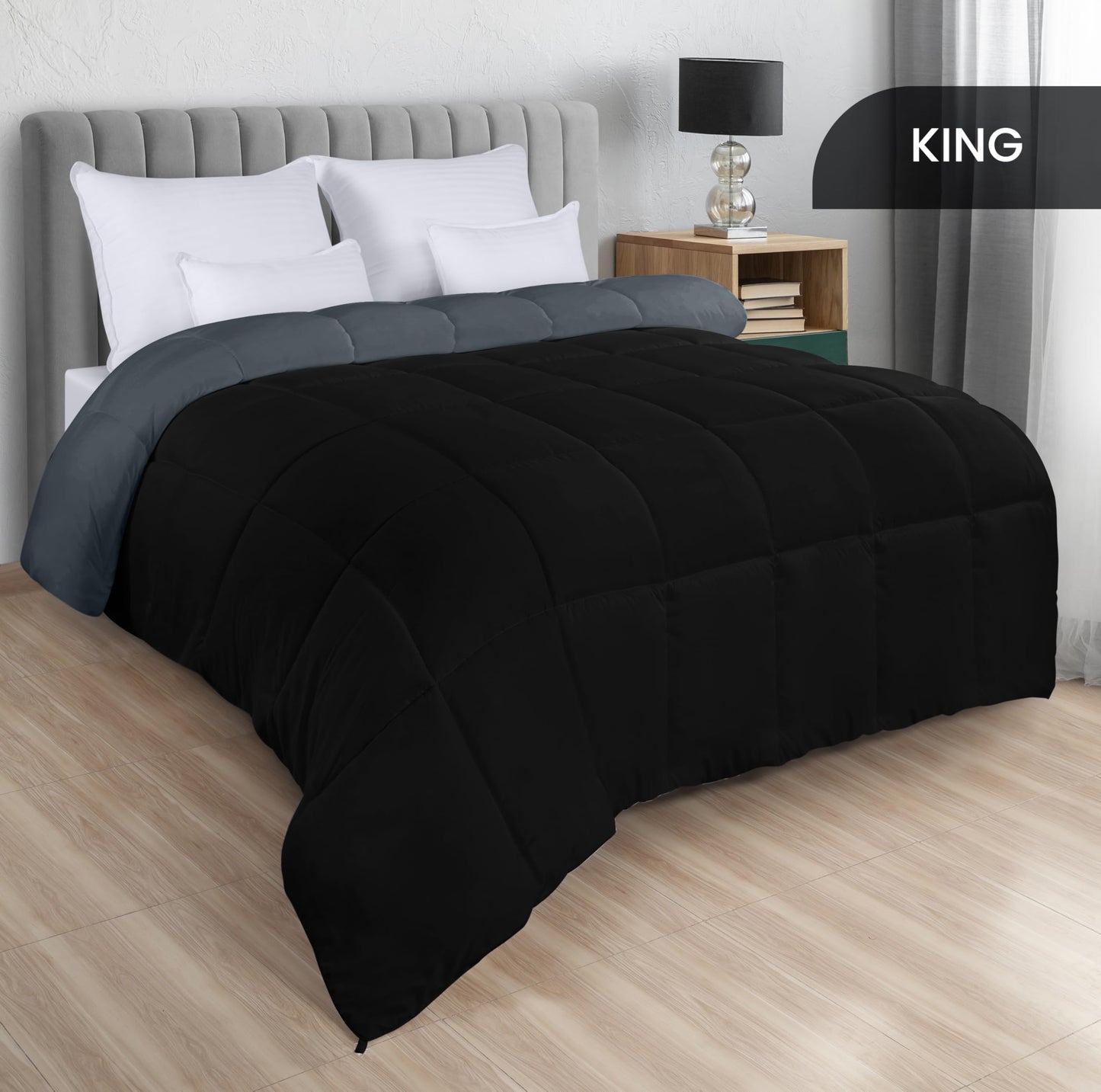 Utopia Bedding Comforters Queen Size, All Season Duvet Insert, Down Alternative Box Stitched Bed Comforter with Corner Tabs, Machine Washable (White)
