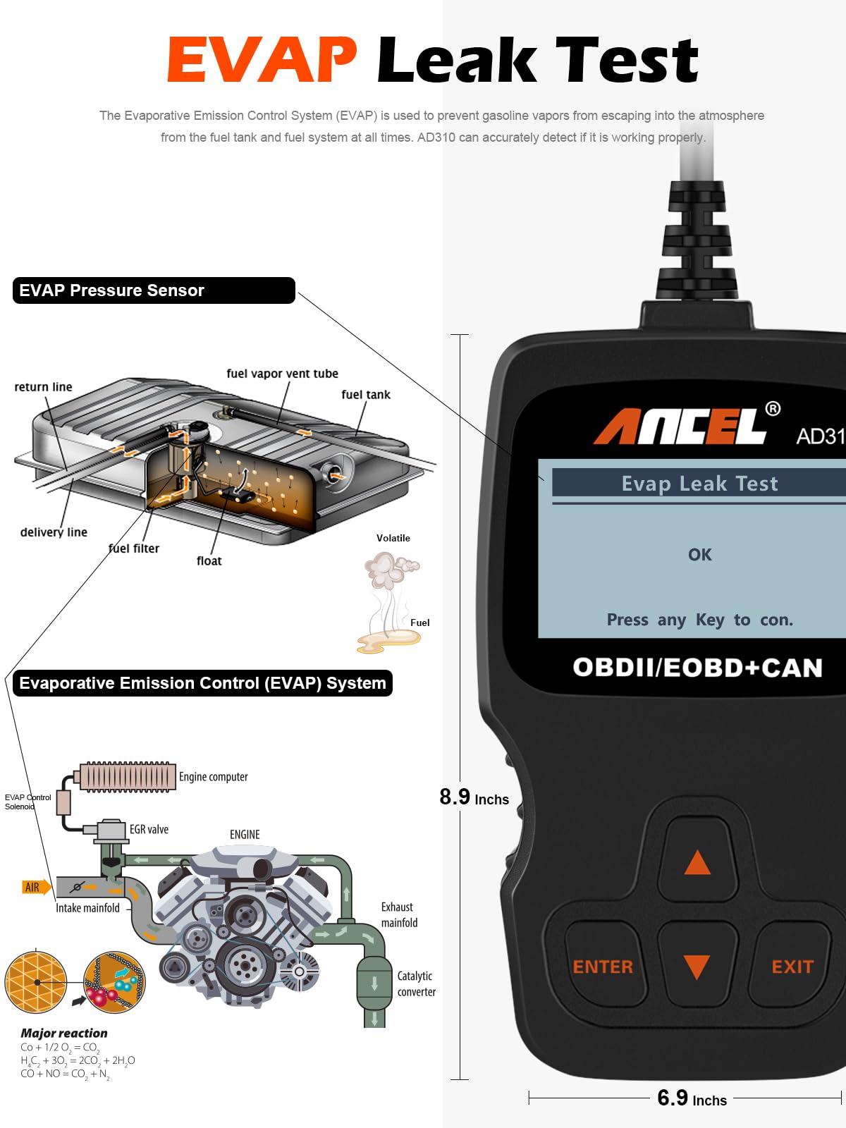 ANCEL AD310 Classic Enhanced Universal OBD II Scanner Car Engine Fault Code Reader CAN Diagnostic Tool (Black)
