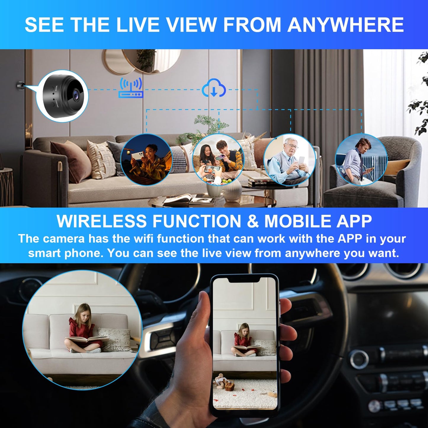 1080P WiFi Spy Camera Wireless Hidden Cameras Indoor Smart Home Office Security Surveillance Camera Mini Nanny Secret Spy Cam Micro Small Video Monitoring Room Camera with Motion Detection App Control