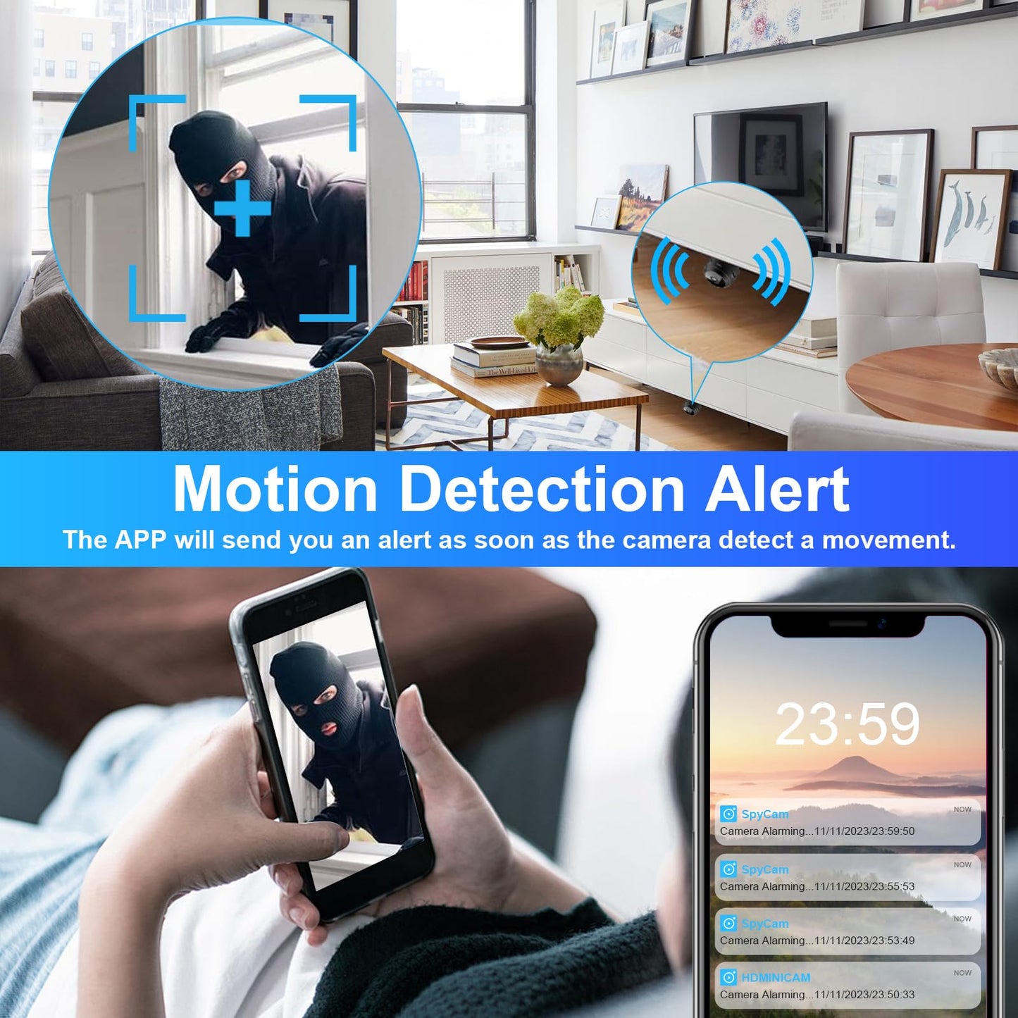1080P WiFi Spy Camera Wireless Hidden Cameras Indoor Smart Home Office Security Surveillance Camera Mini Nanny Secret Spy Cam Micro Small Video Monitoring Room Camera with Motion Detection App Control