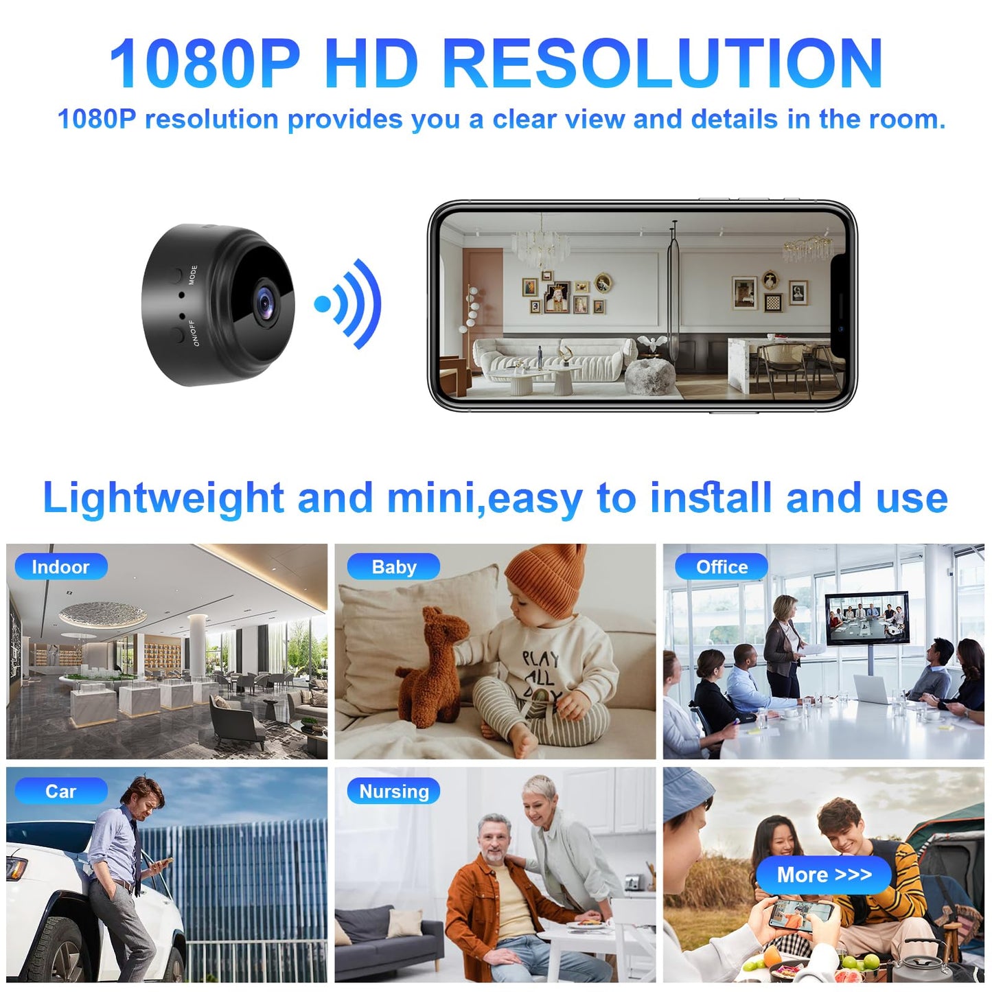 1080P WiFi Spy Camera Wireless Hidden Cameras Indoor Smart Home Office Security Surveillance Camera Mini Nanny Secret Spy Cam Micro Small Video Monitoring Room Camera with Motion Detection App Control